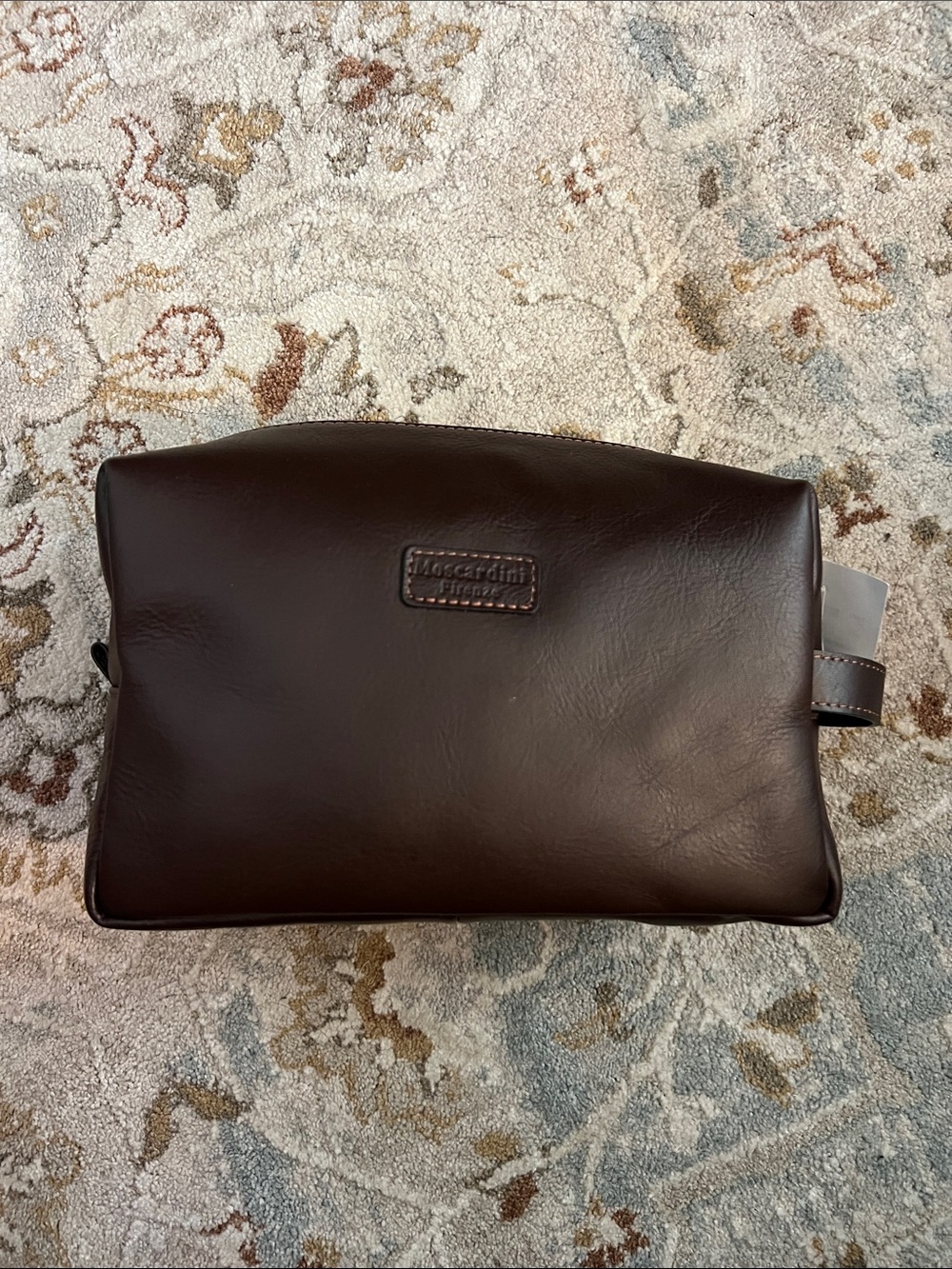 Moscardini Chocolate Brown Leather Toiletry Kit for Men
